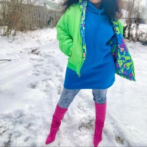 Vintage reversible neon colorful ski jacket